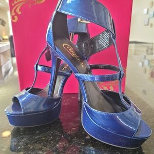 Candies Cobalt Patent Leather Heels
